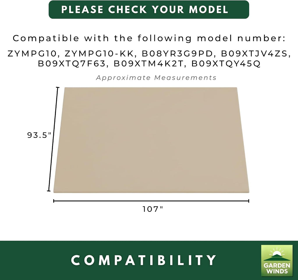 Reinforced Replacement Canopy Top Cover Compatible with the ZYMPG10 Purple Leaf Domi Kozyard and Universal to Most 10' X 10' Retractable Pergolas - Classic Sand, Riplock 350