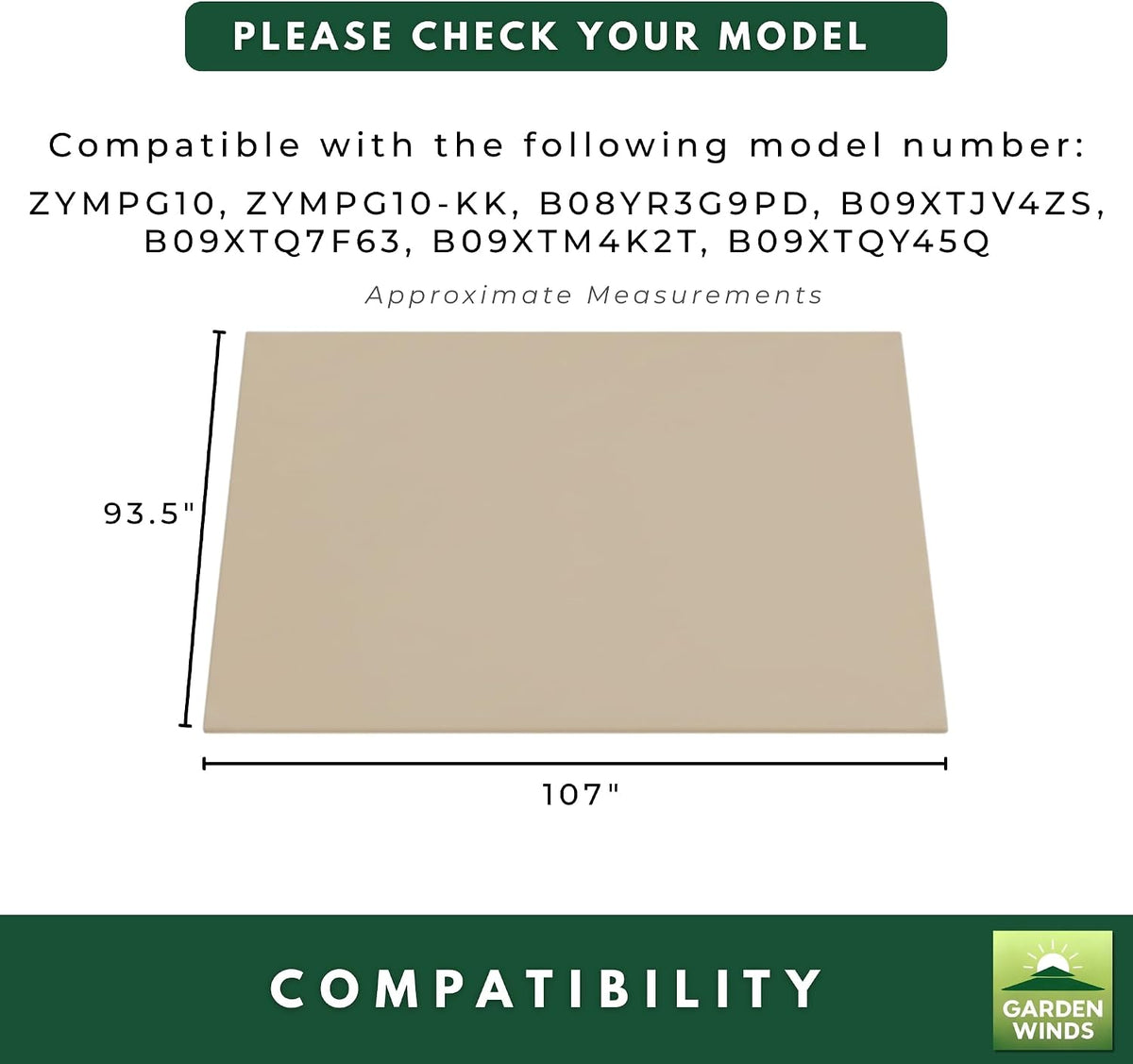 Reinforced Replacement Canopy Top Cover Compatible with the ZYMPG10 Purple Leaf Domi Kozyard and Universal to Most 10' X 10' Retractable Pergolas - Classic Sand, Riplock 350