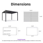 10.2 Ft. X 12.3 Ft. Gray Aluminum Outdoor Louvered Pergola with 2-Individual Adjustable Roofs and In-Built Gutter System