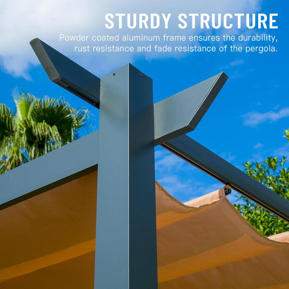 13 Ft. W X 10 Ft. D Aluminum Pergola with Weather-Resistant Retractable Canopy