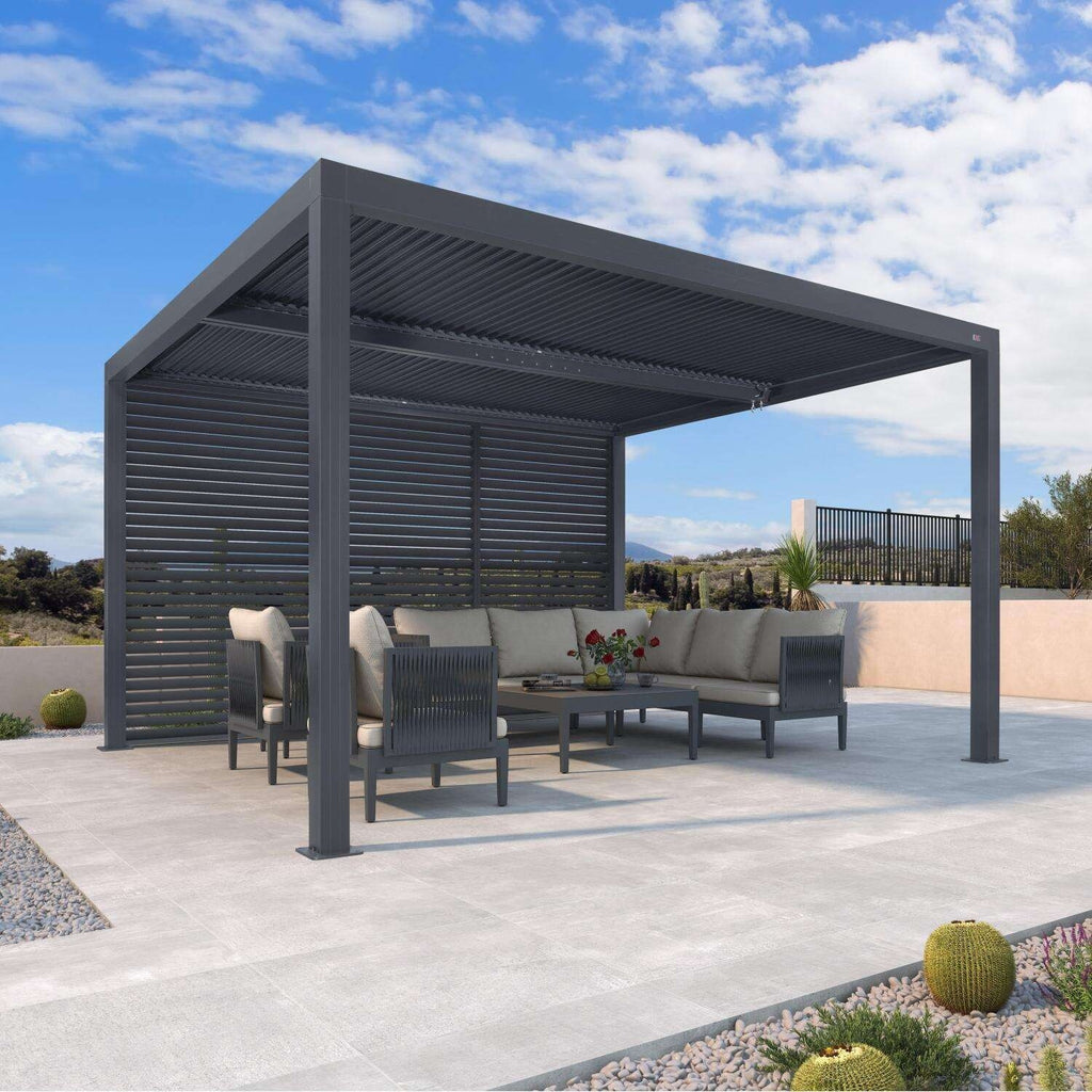 Grey Louvered Pergola Outdoor Aluminum Pergola with Adjustable Roof for Patio Grey Hardtop Gazebo