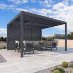 Grey Louvered Pergola Outdoor Aluminum Pergola with Adjustable Roof for Patio Grey Hardtop Gazebo