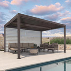 Bronze Louvered Pergola with Adjustable Roof for Deck Backyard Garden Hardtop Gazebo