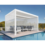 Louvered Pergola Modern White Pergola with Adjustable Roof for Deck Backyard Garden