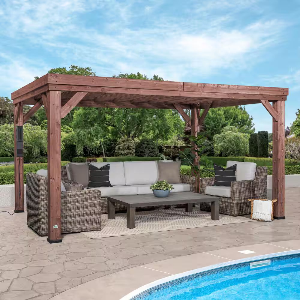 Brockton 10 Ft. X 14 Ft. All Cedar Wooden Modern Pergola