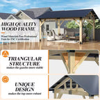 12 Ft. X 14 Ft. Outdoor Wood Gazebo-Hardtop Patio Gazebos with Galvanized Steel Roof, Cedar Wooden Gazebo