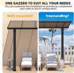 10' X 10' Outdoor Lean to Gazebo for Patio, Freestanding Pergola Carport Hard Top Pergolas and Gazebos Clearance with Roof, Wall-Mounted Heavy Duty Metal Awnings for Patio, Decks
