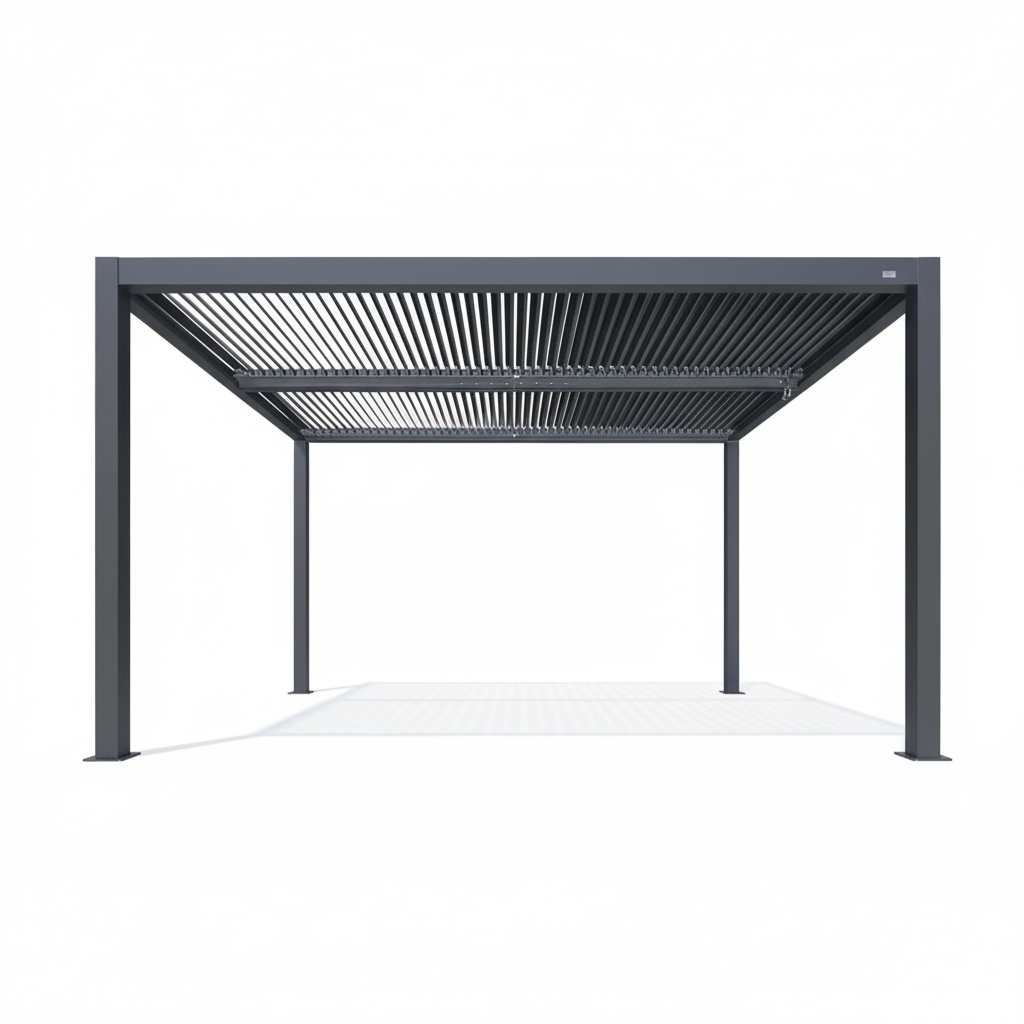 Grey Louvered Pergola Outdoor Aluminum Pergola with Adjustable Roof for Patio Grey Hardtop Gazebo